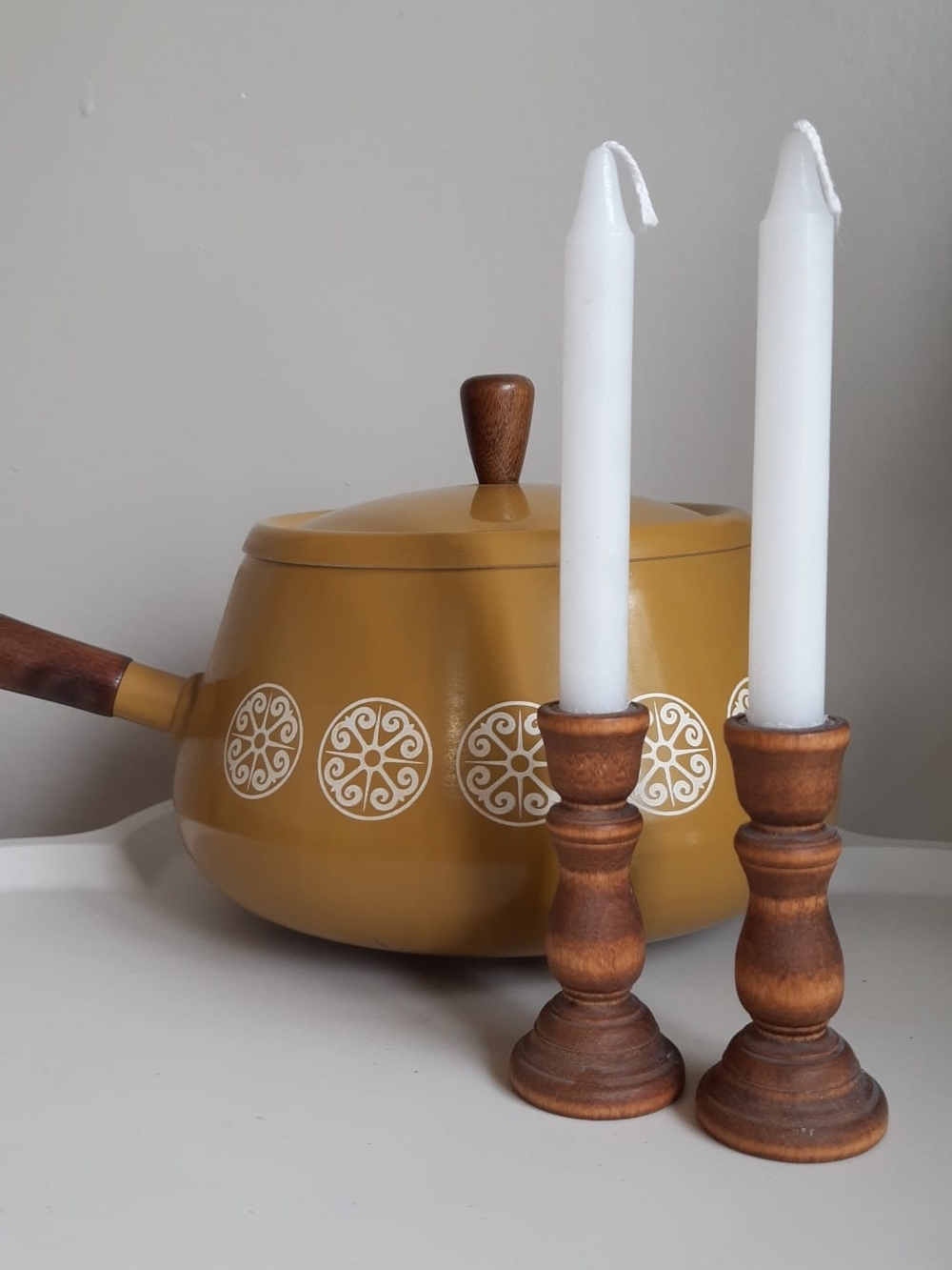 *2 for $20 deal* MCM Wooden Miniature Candleholder Set
